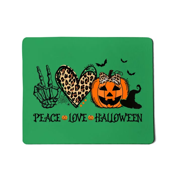 Peace Love Halloween Happy Halloween Pumpkin Leopard Mousepad