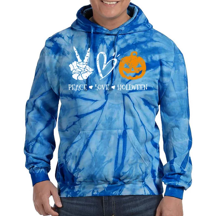 Peace Love Halloween Funny Halloween Meaningful Gift Tie Dye Hoodie