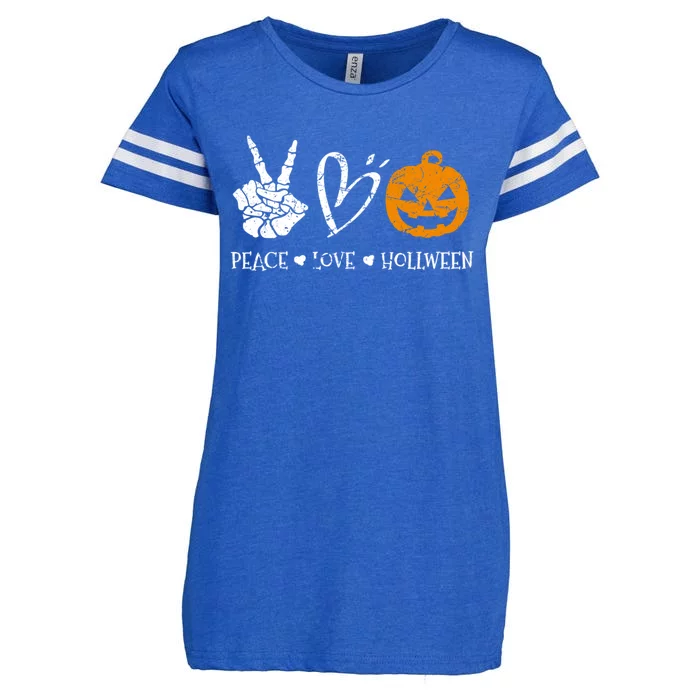 Peace Love Halloween Funny Halloween Meaningful Gift Enza Ladies Jersey Football T-Shirt