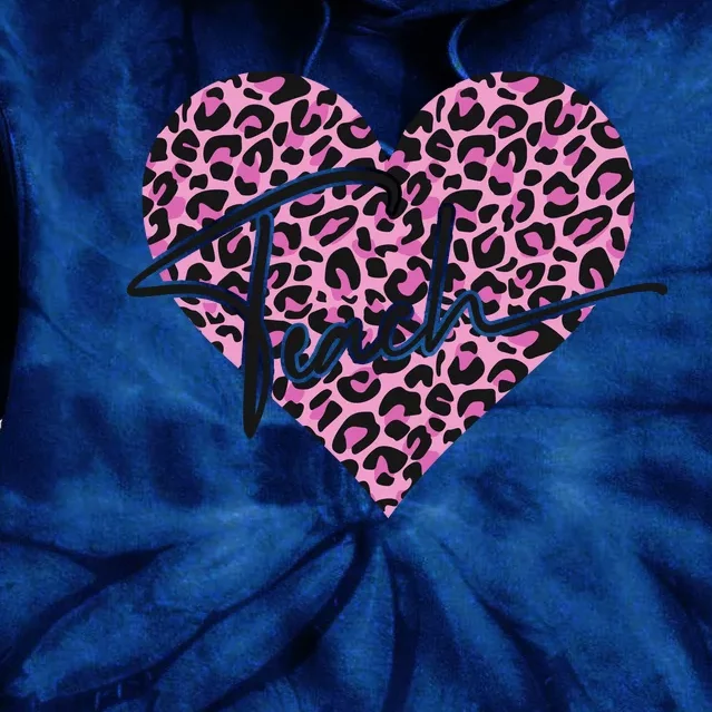 Pink Love Heart Leopard Print Teacher Tie Dye Hoodie