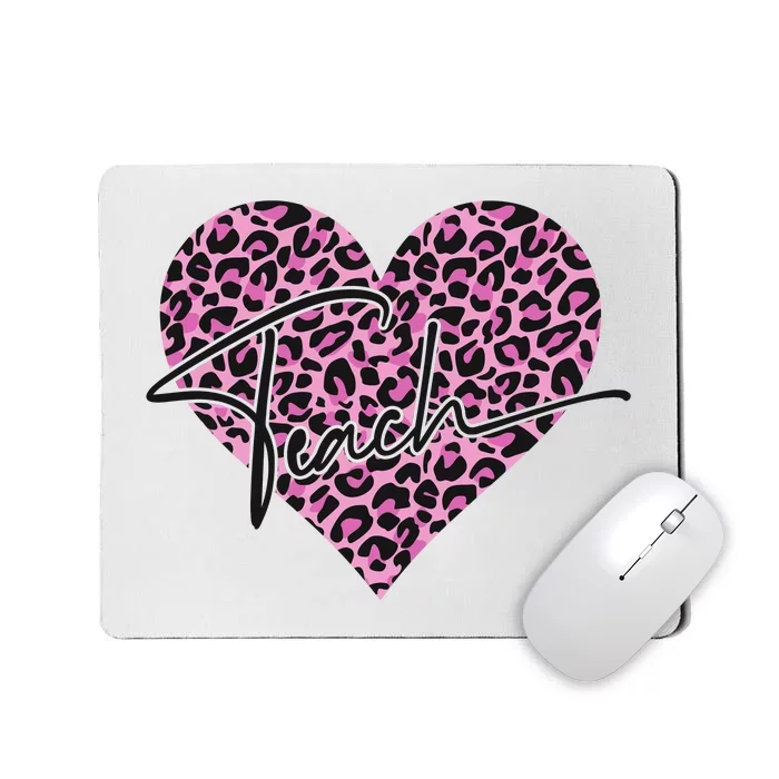 Pink Love Heart Leopard Print Teacher Mousepad