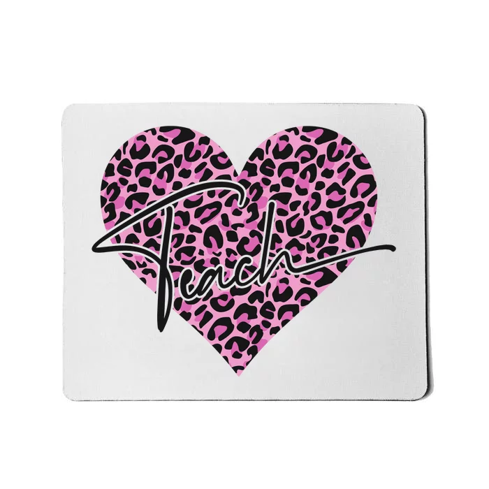 Pink Love Heart Leopard Print Teacher Mousepad