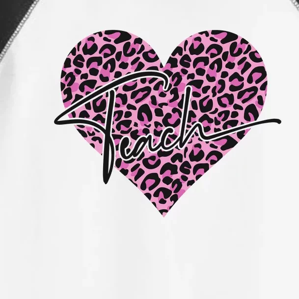 Pink Love Heart Leopard Print Teacher Toddler Fine Jersey T-Shirt