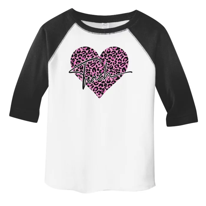 Pink Love Heart Leopard Print Teacher Toddler Fine Jersey T-Shirt