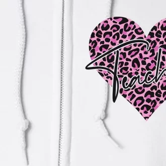 Pink Love Heart Leopard Print Teacher Full Zip Hoodie