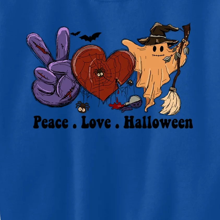 Peace Love Halloween Happy Halloween Pumpkin Leopard Heart Cute Gift Kids Sweatshirt