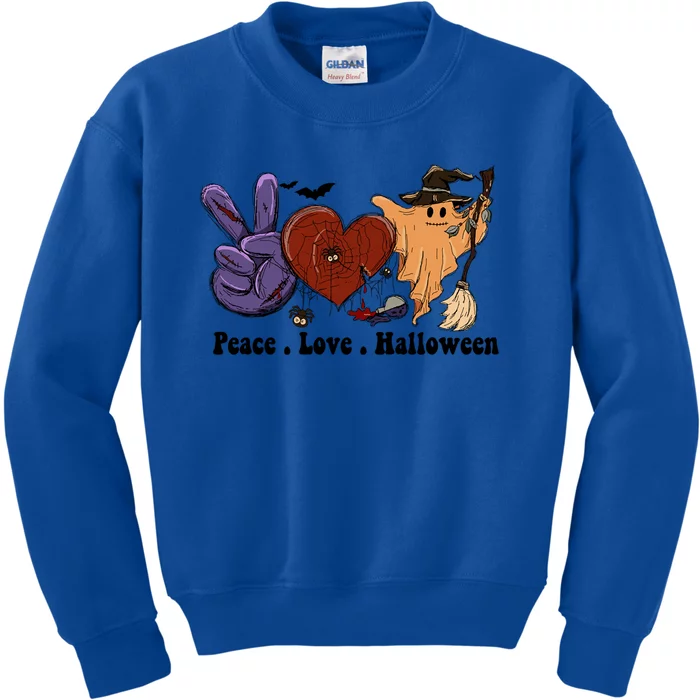 Peace Love Halloween Happy Halloween Pumpkin Leopard Heart Cute Gift Kids Sweatshirt