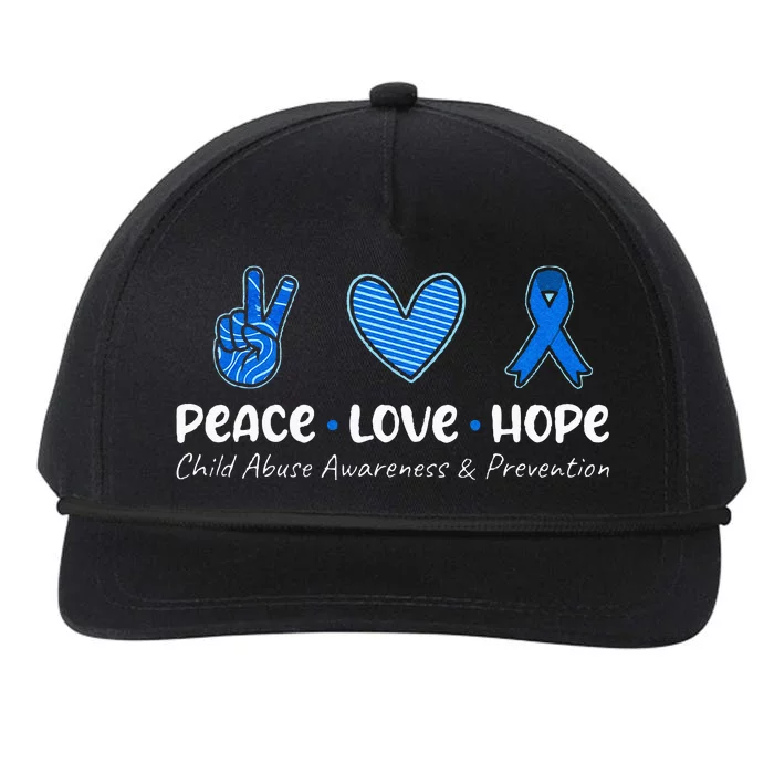 Peace Love Hope Child Abuse Awareness Blue Ribbon Snapback Five-Panel Rope Hat