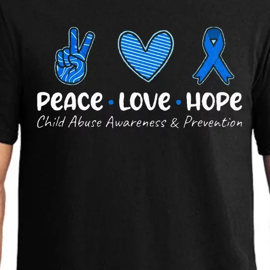 Peace Love Hope Child Abuse Awareness Blue Ribbon Pajama Set