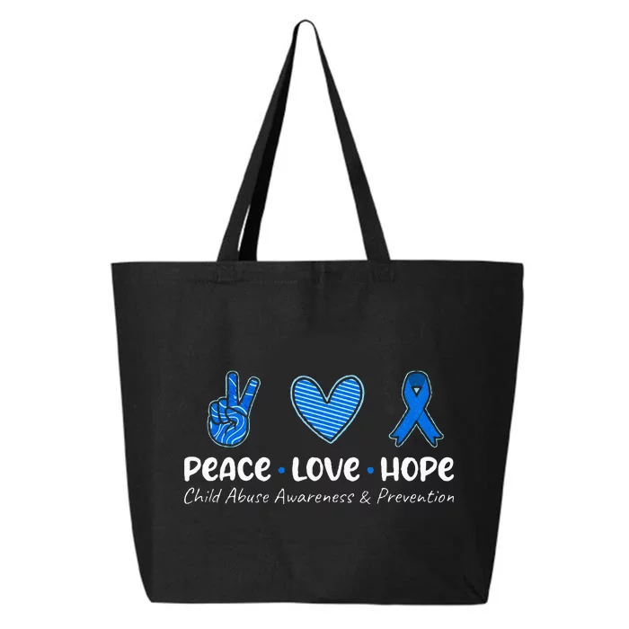 Peace Love Hope Child Abuse Awareness Blue Ribbon 25L Jumbo Tote