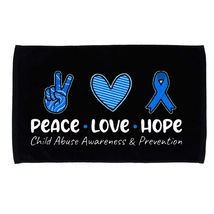 Peace Love Hope Child Abuse Awareness Blue Ribbon Microfiber Hand Towel