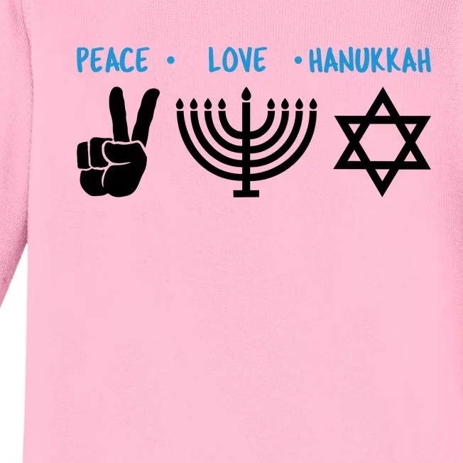 Peace Love Hanukkah Jewish Hanukkah Chanukah Baby Long Sleeve Bodysuit