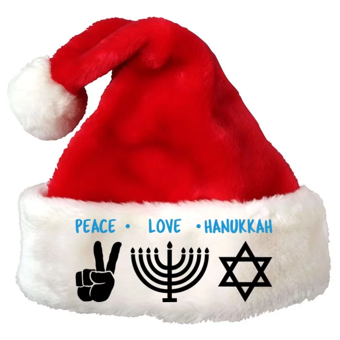 Peace Love Hanukkah Jewish Hanukkah Chanukah Premium Christmas Santa Hat