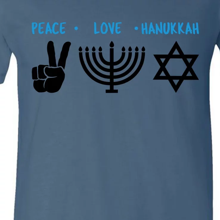 Peace Love Hanukkah Jewish Hanukkah Chanukah V-Neck T-Shirt