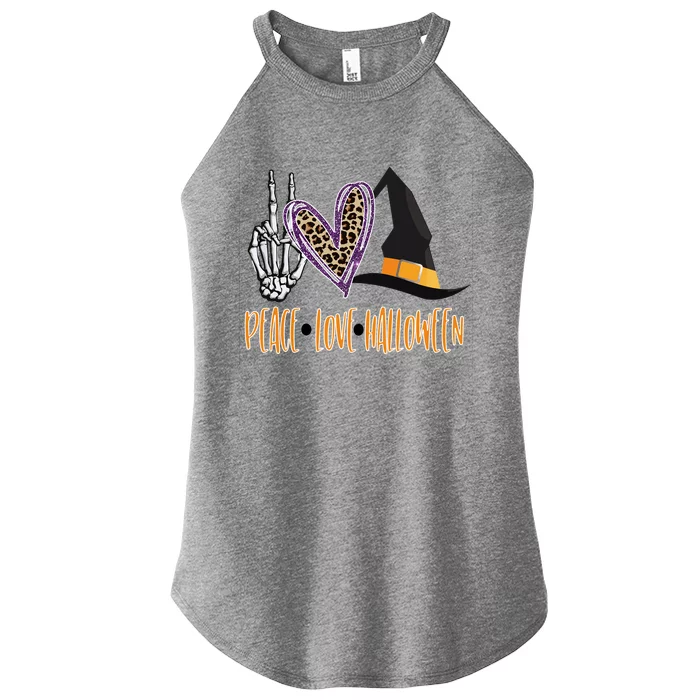 Peace Love Halloween Gift Women’s Perfect Tri Rocker Tank