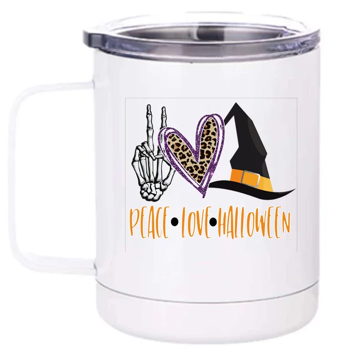 Peace Love Halloween Gift Front & Back 12oz Stainless Steel Tumbler Cup