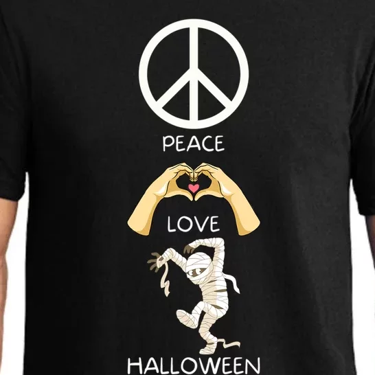 Peace Love Halloween Mummy Hand Heart Peace Sign Costume Gift Pajama Set