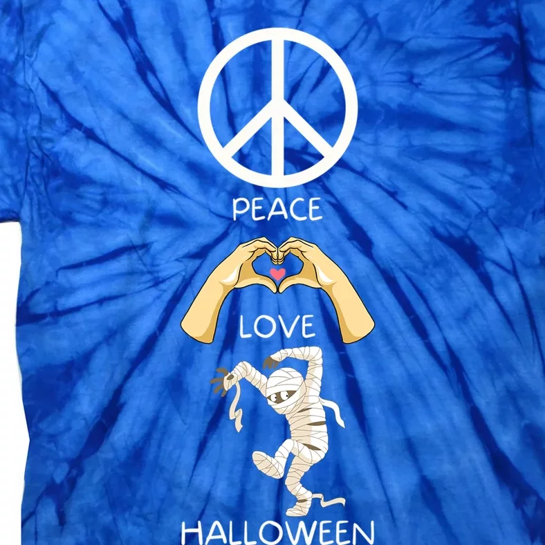 Peace Love Halloween Mummy Hand Heart Peace Sign Costume Gift Tie-Dye T-Shirt