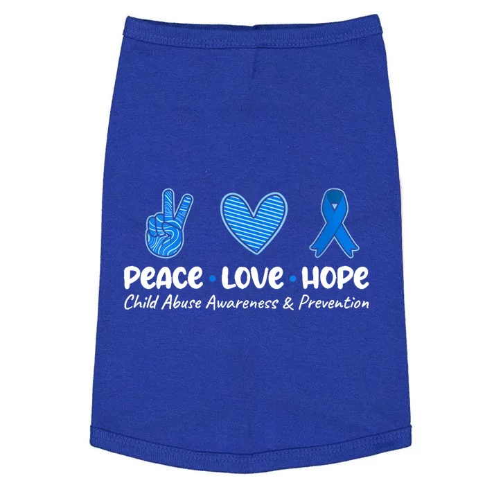 Peace Love Hope Abuse Awareness Prevention Blue Ribbon Gift Doggie Tank