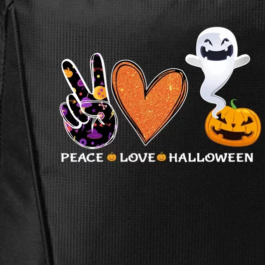 Peace Love Halloween Pumpkin Cute Ghost Heart Cute Gift City Backpack