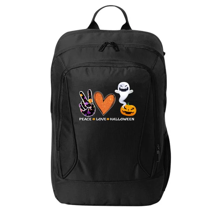 Peace Love Halloween Pumpkin Cute Ghost Heart Cute Gift City Backpack