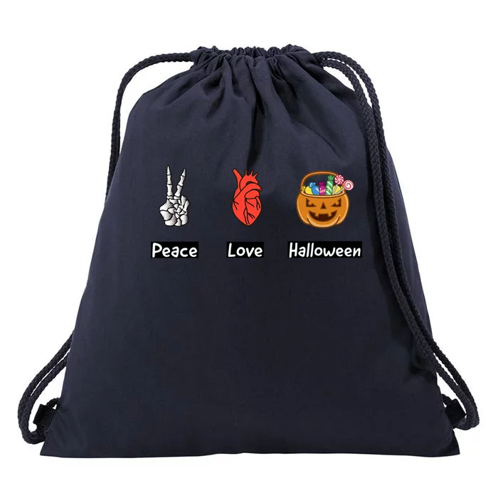 Peace Love Halloween Design Gift Drawstring Bag