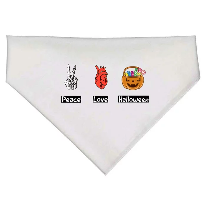 Peace Love Halloween Design Gift USA-Made Doggie Bandana