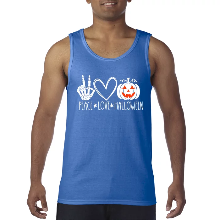 Peace Love Halloween Pumpkin Teen Jackolantern Gift Tank Top