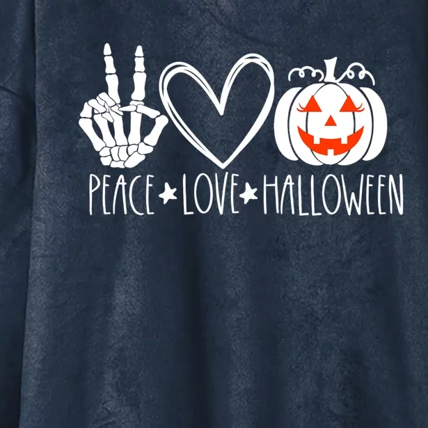 Peace Love Halloween Pumpkin Teen Jackolantern Gift Hooded Wearable Blanket