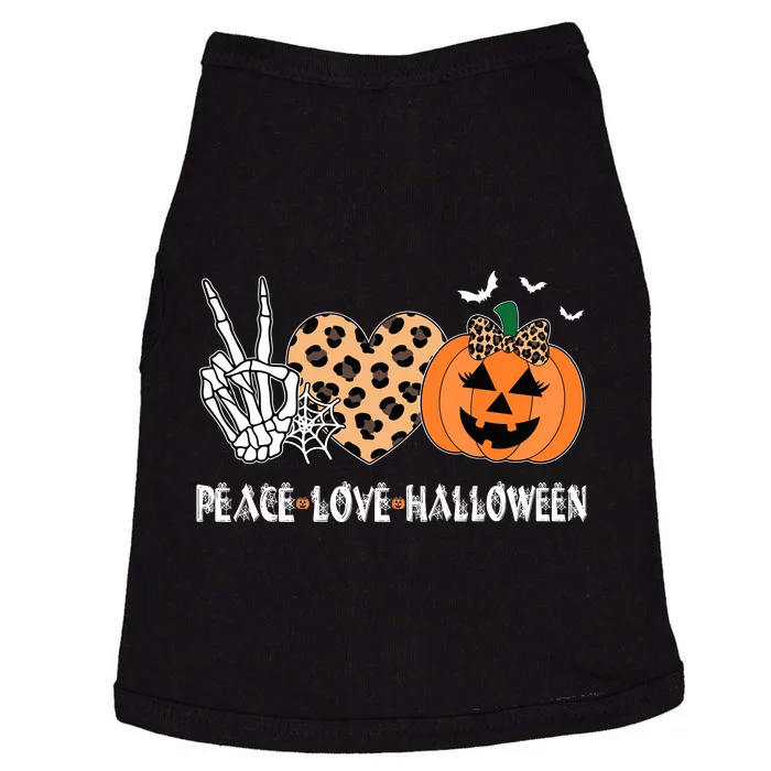 Peace Love Halloween Scary Pumpkin Leopard Skeleton Doggie Tank