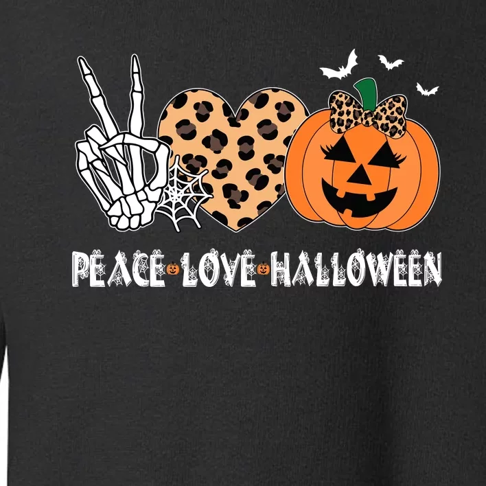 Peace Love Halloween Scary Pumpkin Leopard Skeleton Toddler Sweatshirt