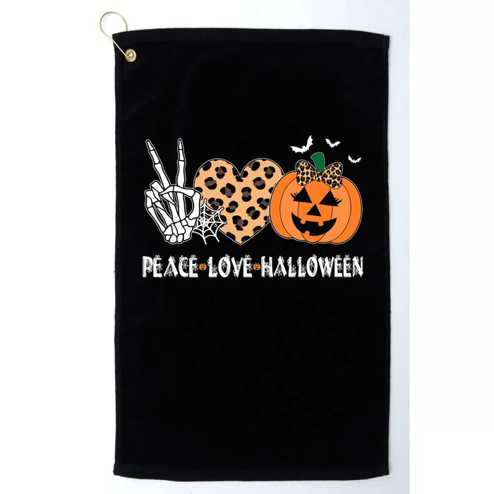 Peace Love Halloween Scary Pumpkin Leopard Skeleton Platinum Collection Golf Towel