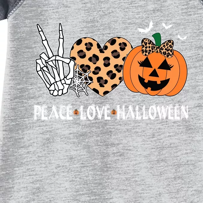 Peace Love Halloween Scary Pumpkin Leopard Skeleton Infant Baby Jersey Bodysuit