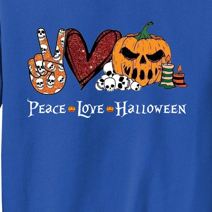 Peace Love Halloween Pumpkin Skull Funny Halloween Costume Gift Sweatshirt