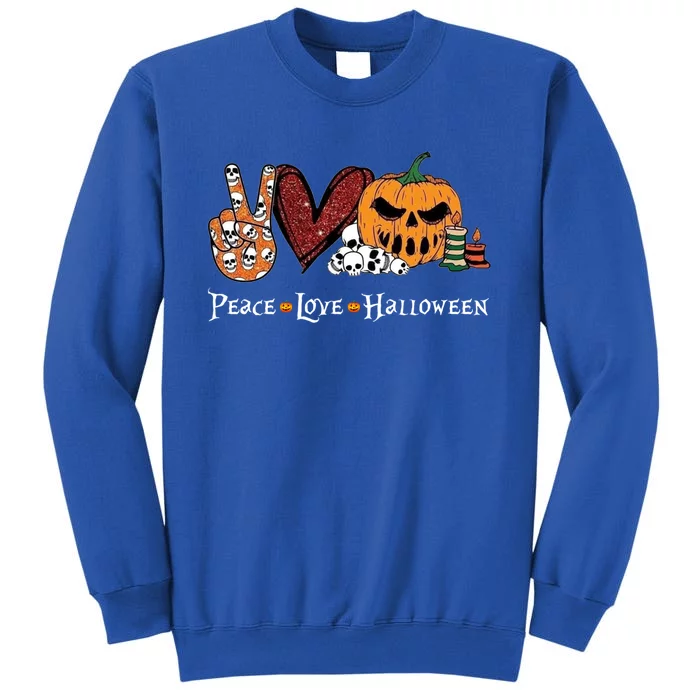 Peace Love Halloween Pumpkin Skull Funny Halloween Costume Gift Sweatshirt