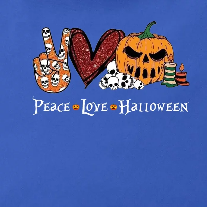 Peace Love Halloween Pumpkin Skull Funny Halloween Costume Gift Zip Tote Bag