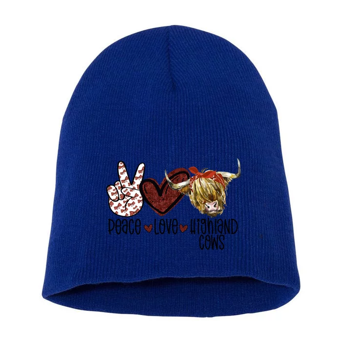 Peace Love Highland Cows Cattle Scottish Cow Bandana Gift Short Acrylic Beanie