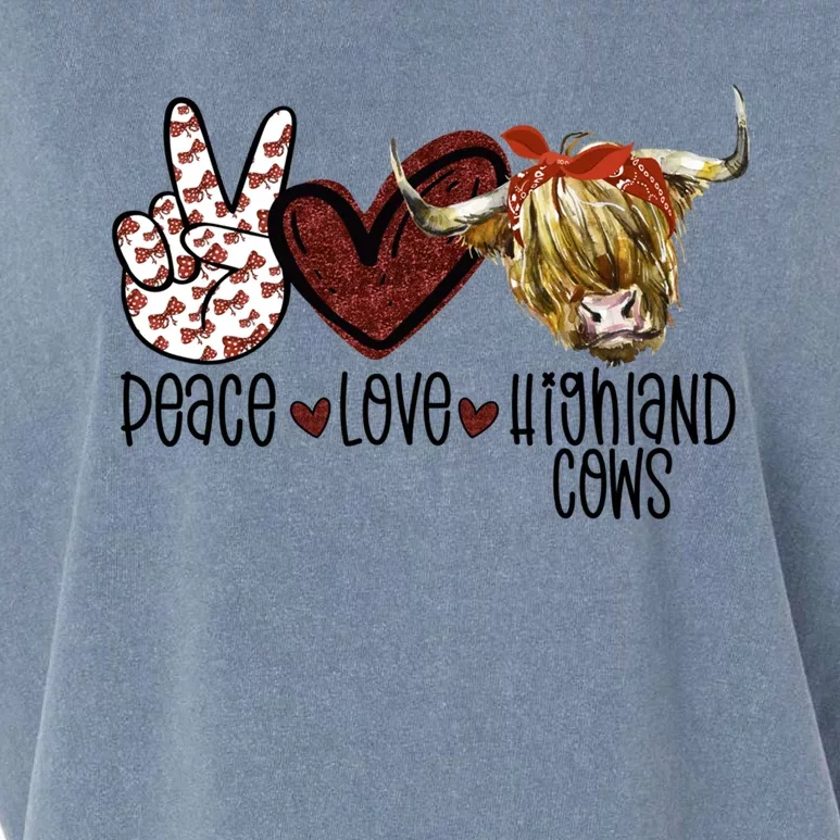 Peace Love Highland Cows Cattle Scottish Cow Bandana Gift Garment-Dyed Women's Muscle Tee