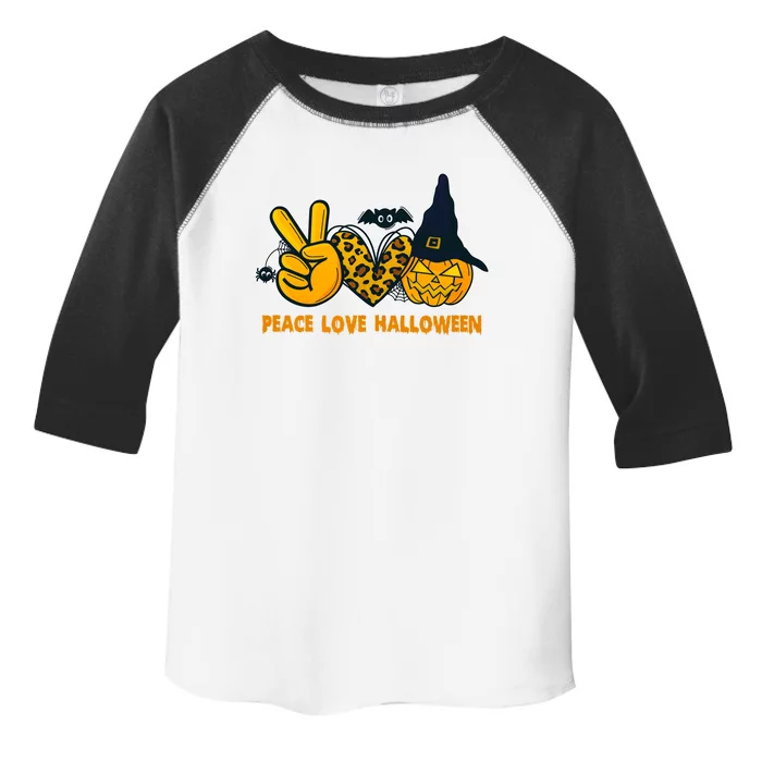 Peace Love Halloween Pumpkin Witch Hat Bats Great Gift Toddler Fine Jersey T-Shirt