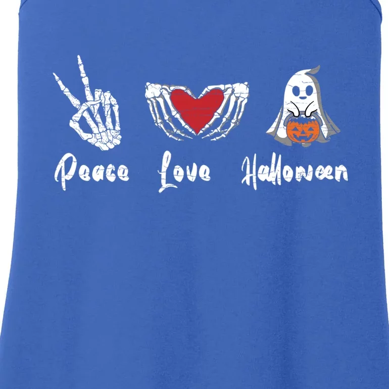 Peace Love Halloween Skeleton Hand Heart Gift Ladies Essential Tank