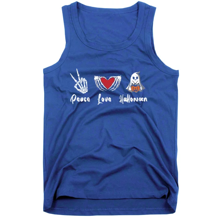 Peace Love Halloween Skeleton Hand Heart Gift Tank Top