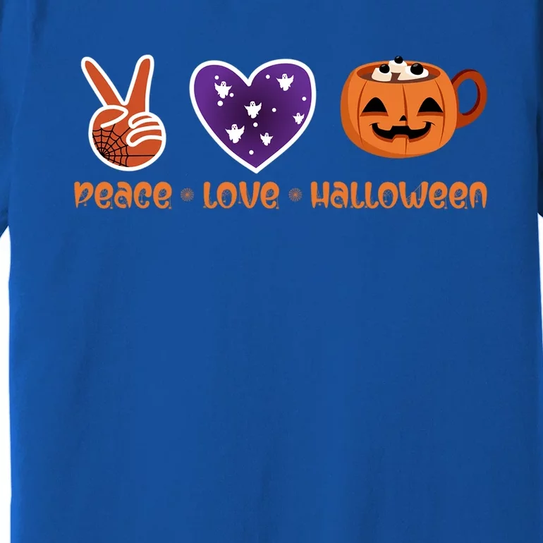 Peace Love Halloween Spirit Spooky Pumpkin Cocoa Tea Cool Gift Premium T-Shirt