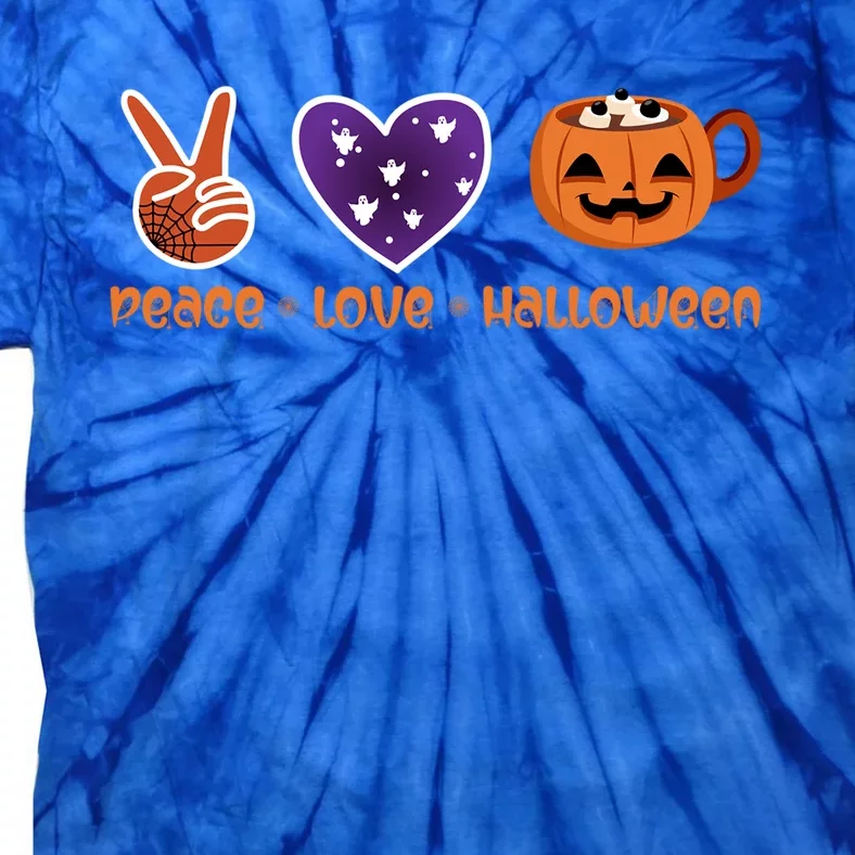 Peace Love Halloween Spirit Spooky Pumpkin Cocoa Tea Cool Gift Tie-Dye T-Shirt