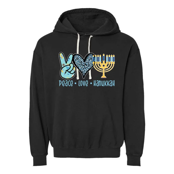 Peace Love Hanukkah Garment-Dyed Fleece Hoodie