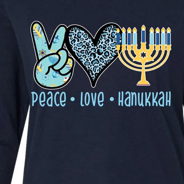 Peace Love Hanukkah Womens Cotton Relaxed Long Sleeve T-Shirt