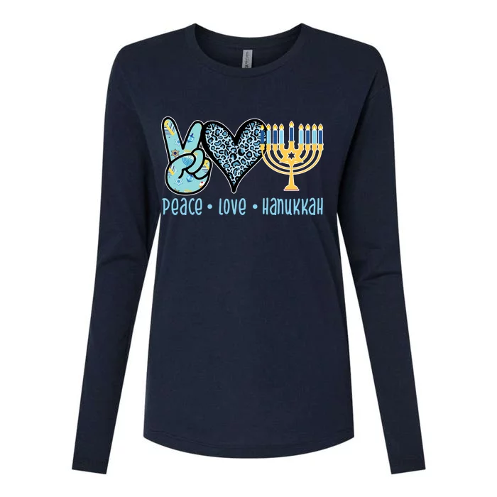 Peace Love Hanukkah Womens Cotton Relaxed Long Sleeve T-Shirt