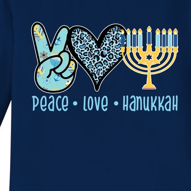 Peace Love Hanukkah Baby Long Sleeve Bodysuit