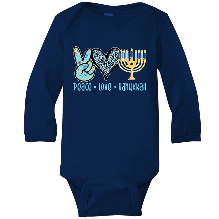 Peace Love Hanukkah Baby Long Sleeve Bodysuit