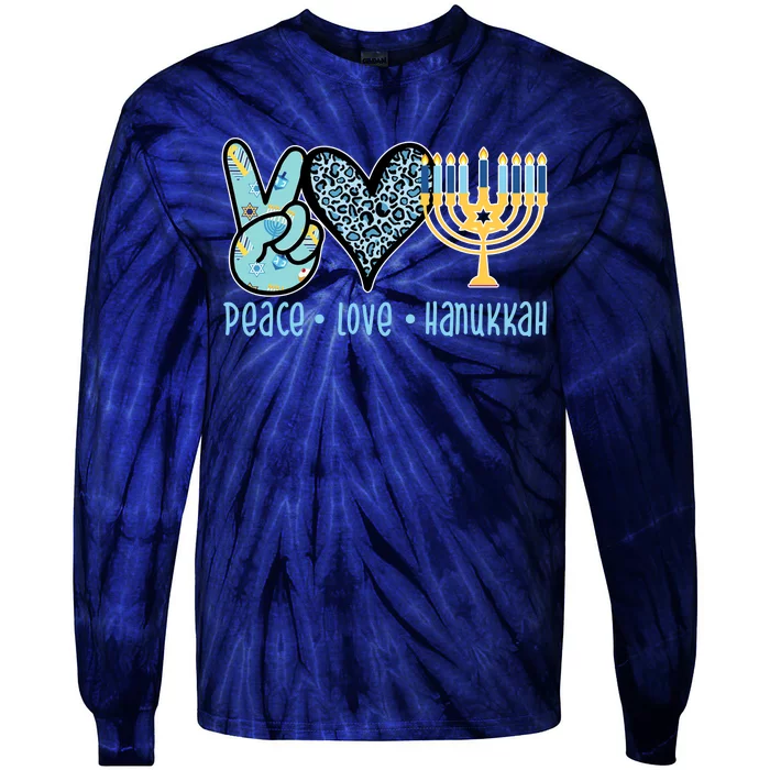 Peace Love Hanukkah Tie-Dye Long Sleeve Shirt