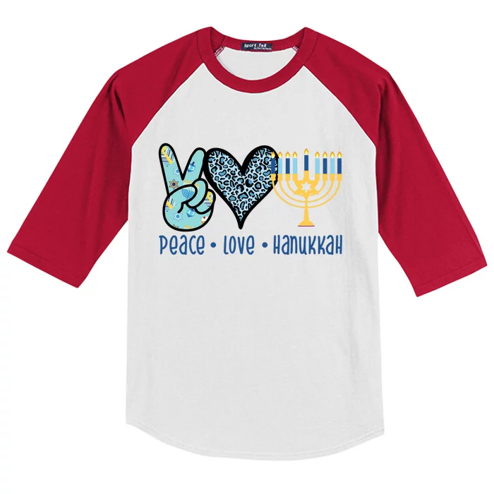 Peace Love Hanukkah Kids Colorblock Raglan Jersey